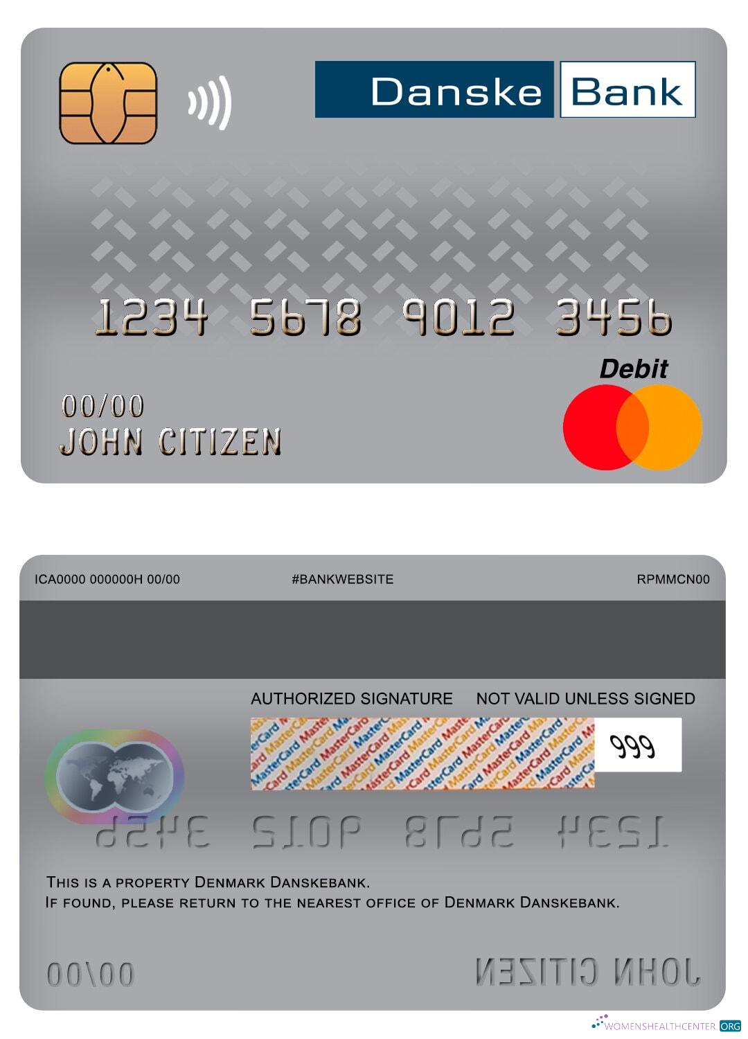 Download Denmark Danskebank master debit card Photoshop template